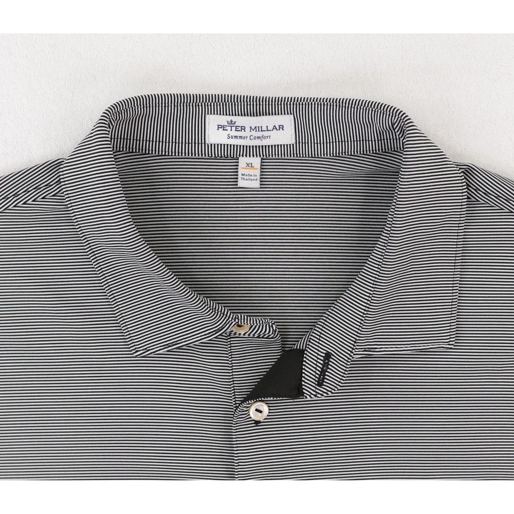 TCU Horned Frogs Peter Millar Polo Mens XL Black White Striped Summer Comfort - Picture 6 of 11